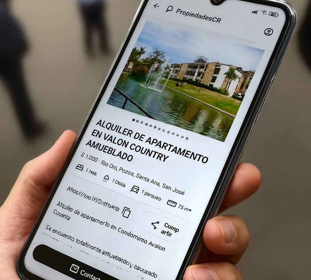 Propiedades PA app view on a phone